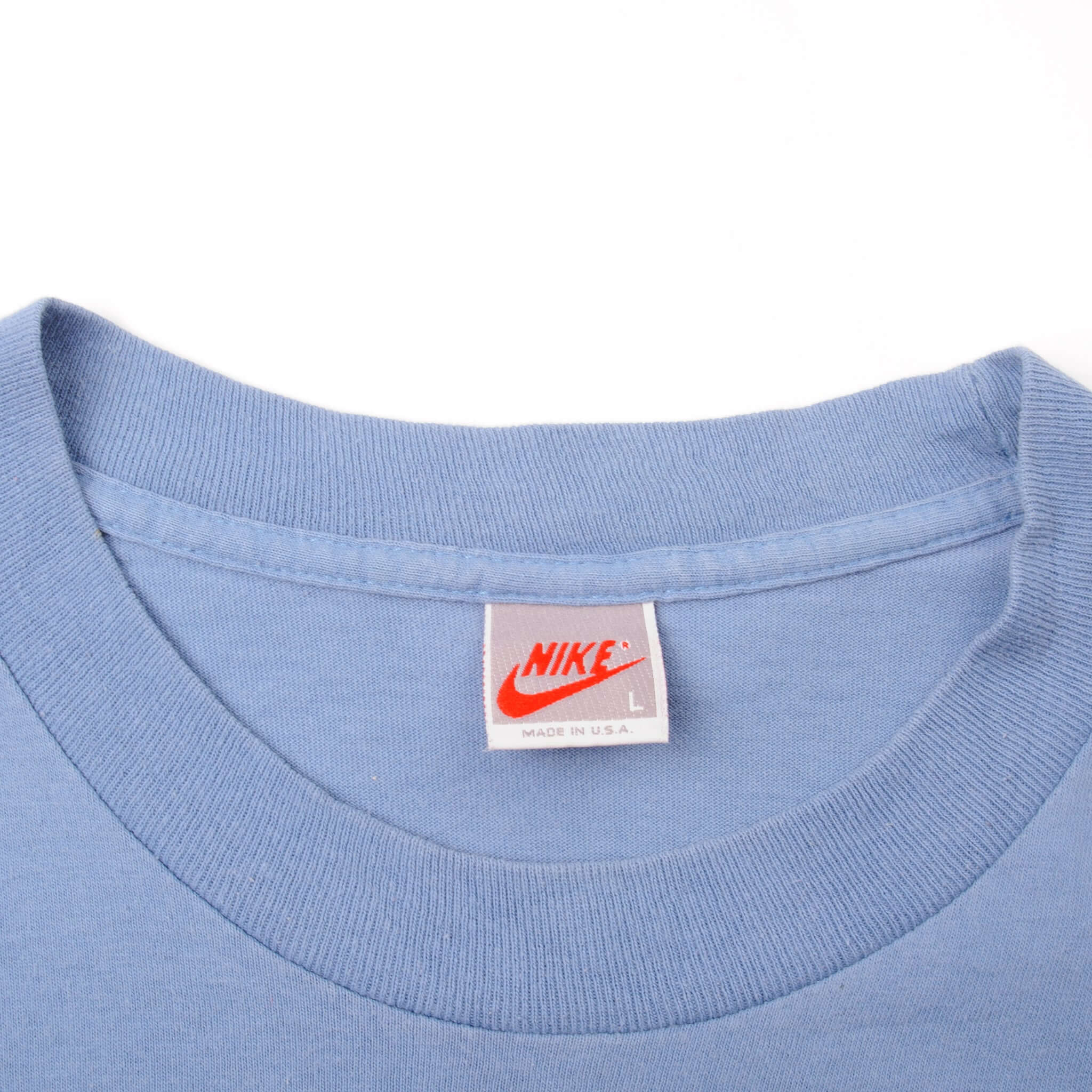Vintage Blue Nike Honolulu Marathon 1994 Tee Shirt Size L Made In USA With Single Stitch Sleeves. Nike Grey Label.