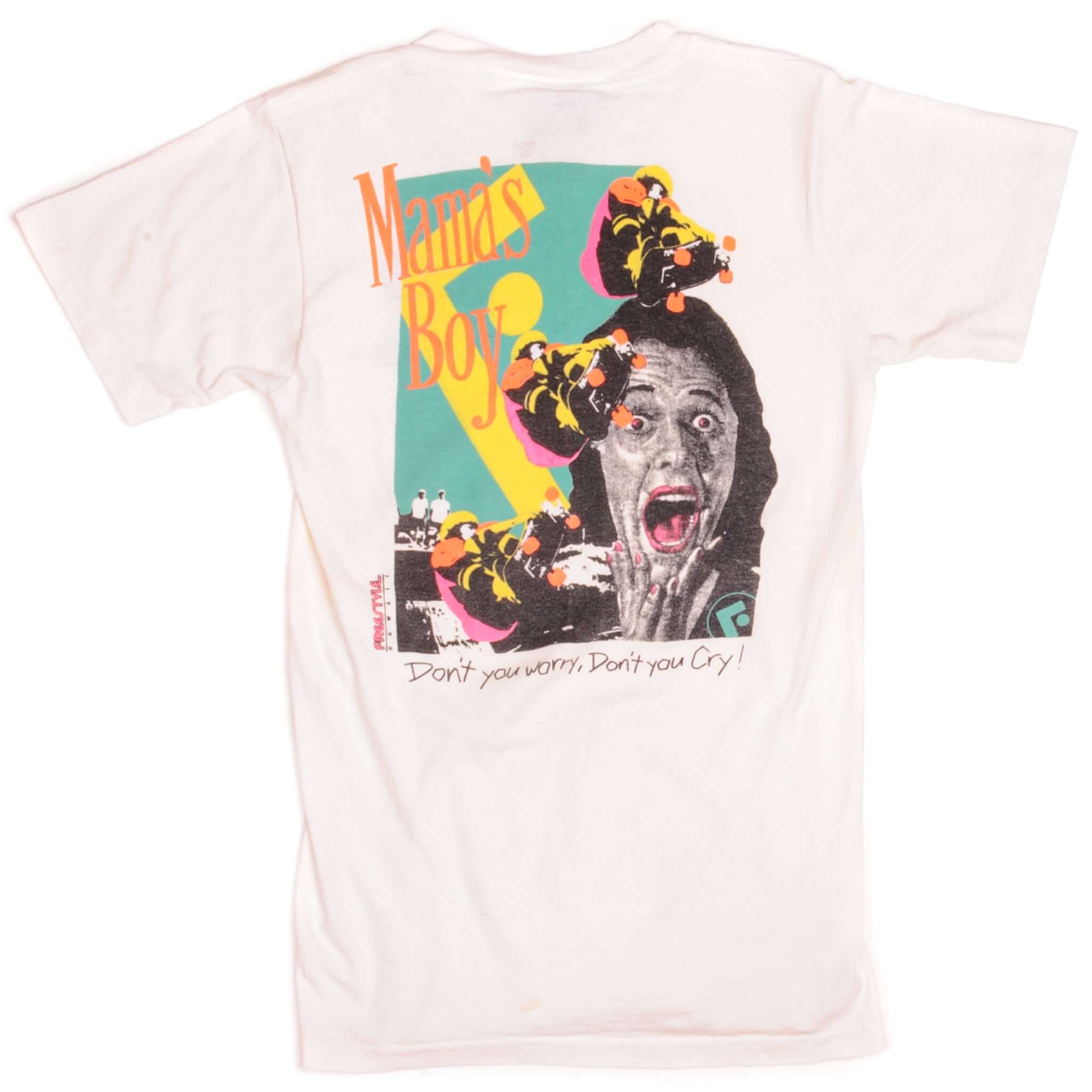 Vintage Skate Freestyle Hawaii Mama's Boy Don't You Worry, Don't You Cry Ashmore Tee Shirt Size XSmall Made In USA.