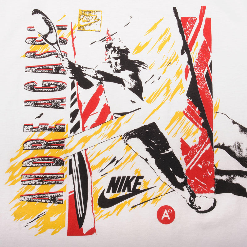 Vintage White Nike Tennis Player Andres Agassi Tee Shirt 1987-1994 Size M 