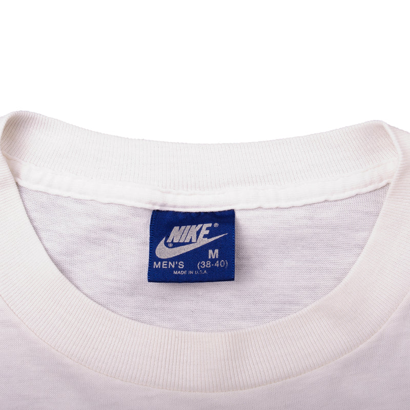 Vintage White Nike Americas Number One Tee Shirt 1984-1987 Size M Made In USA With Single Stitch Sleeves. Nike Blue Label.