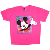 Vintage Disney Mickey Mouse Pink Tee Shirt Size XLarge Deadstock With Original Tag.