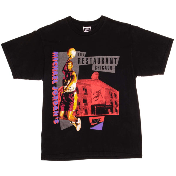 Vintage Nike Black Label Michael Jordan's The Restaurant Chicago Tee Shirt 1994 Size Medium Made In USA.