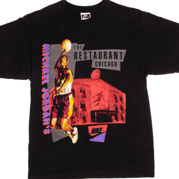 Vintage Nike Black Label Michael Jordan's The Restaurant Chicago Tee Shirt 1994 Size Medium Made In USA.