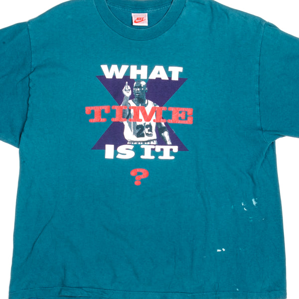 Vintage Nike Michael Jordan What Time is it ? Tee Shirt 1992 Size Large Made In USA With Single Stitch Sleeves.