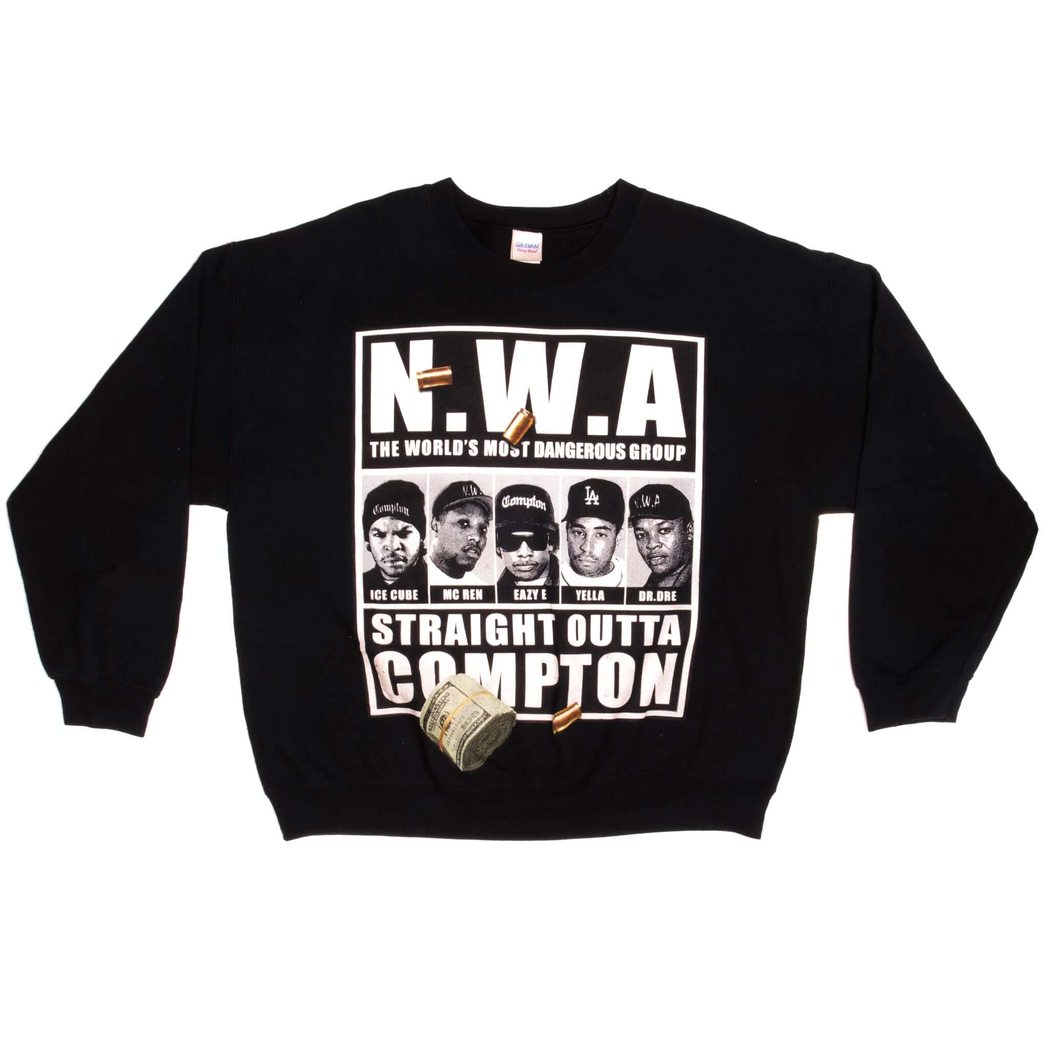 Vintage N.W.A. The World's Most Dangerous Group Straight Outta Compton Ice Cube, Mc Ren, Eazy E, Yella, Dr. Dre Rap Gildan Sweatshirt Size XLarge.