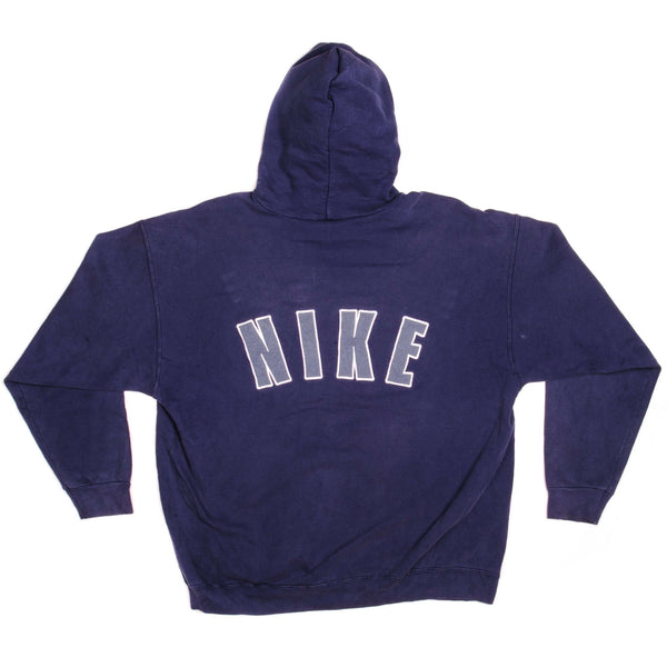 Vintage Nike Blue Hoodie Big Logo Sweatshirt Late 1990s Size Large Made In USA.