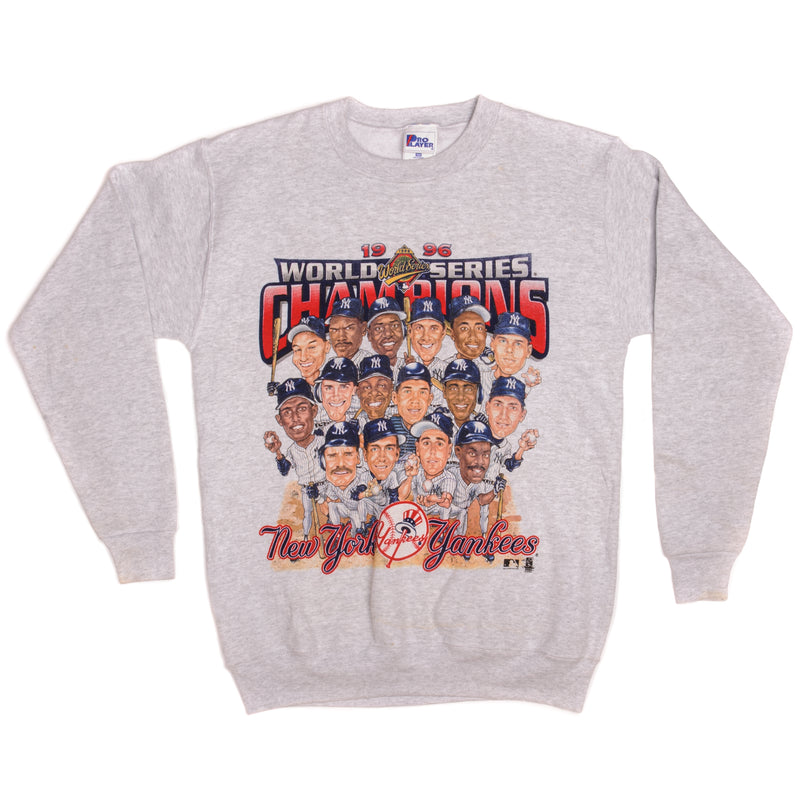Vintage Major League Baseball New York Yankees World Series Champion Pro Player Sweatshirt 1996 Size Medium Made In USA.