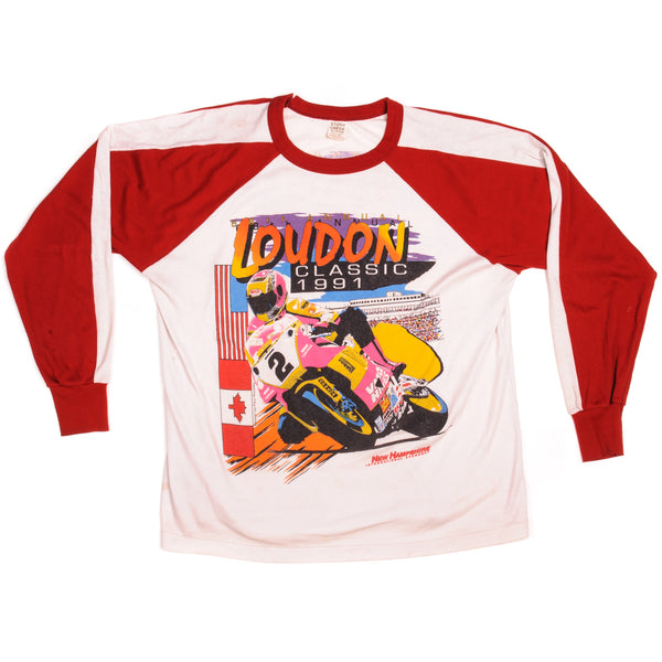 Vintage Motocross Loudon Classic Long Sleeves Stony Creek Tee Shirt 1991 Size XLarge Made In USA.