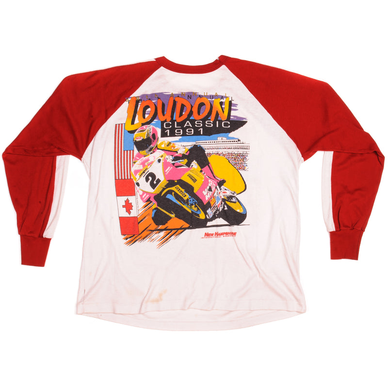 Vintage Motocross Loudon Classic Long Sleeves Stony Creek Tee Shirt 1991 Size XLarge Made In USA.