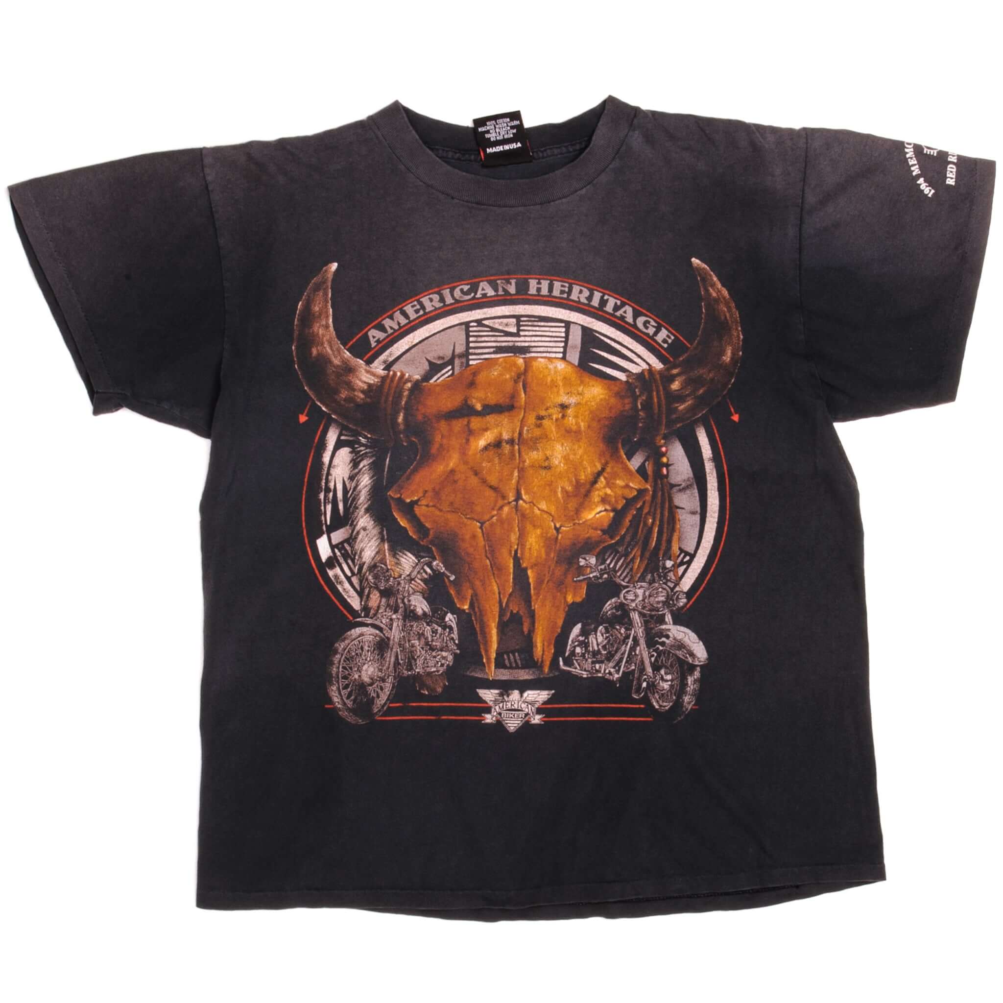 Vintage 3D Emblem American Heritage Tee Shirt 1994 Size Large Made In USA with single stitch sleeves.