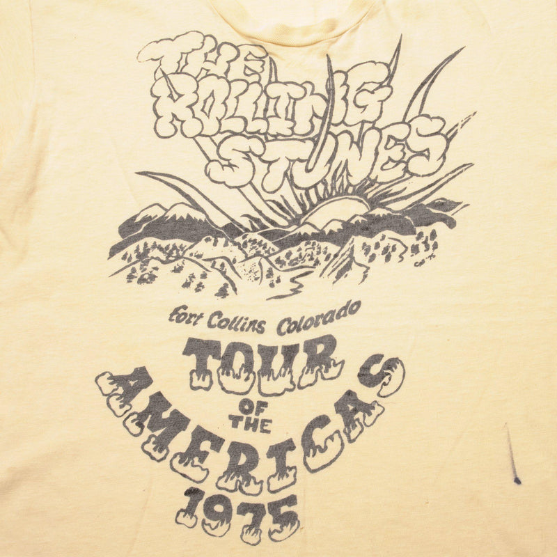 VINTAGE THE ROLLING STONES TOUR OF THE AMERICAS TEE SHIRT 1975 SIZE MADE IN USA