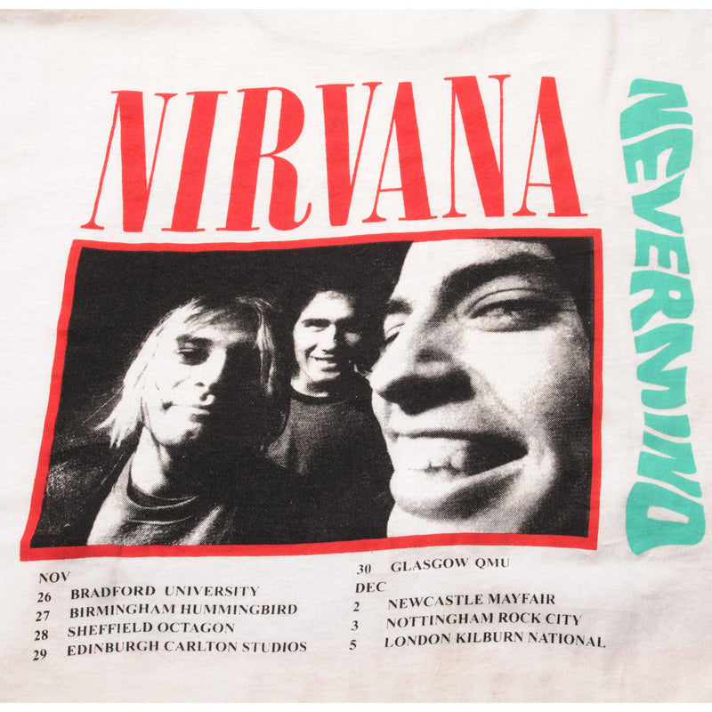 VINTAGE NIRVANA NEVERMIND EUROPEAN TOUR TEE SHIRT 1990S SIZE LARGE MADE IN USA