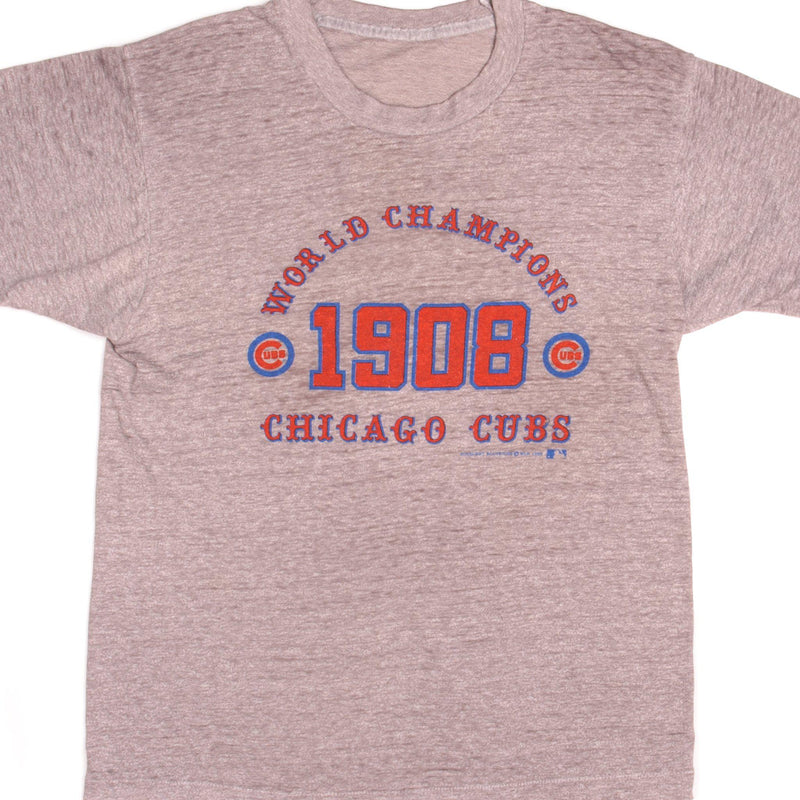 Vintage World Champions Chicago Cubs Tee Shirt 1988 Size Medium Made In USA With Single Stitch Sleeves.