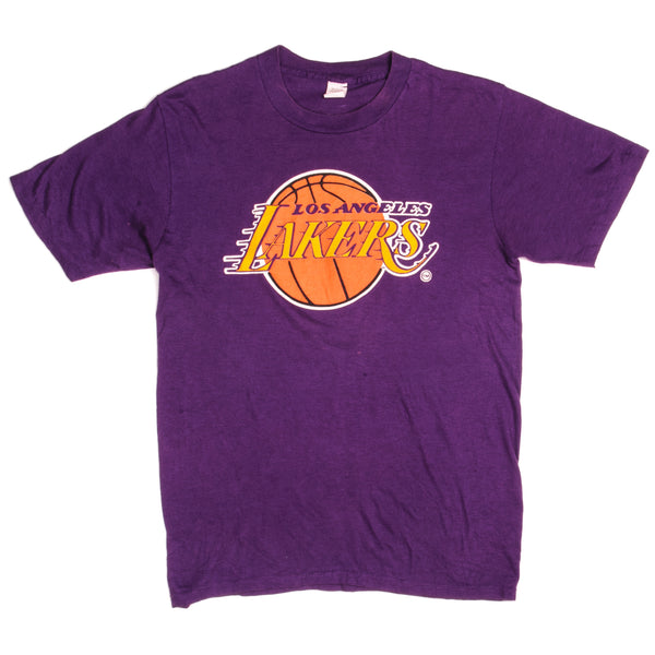 Vintage Los Angeles Lakers Tee Shirt Size Small Made In USA With Single Stitch Sleeves.