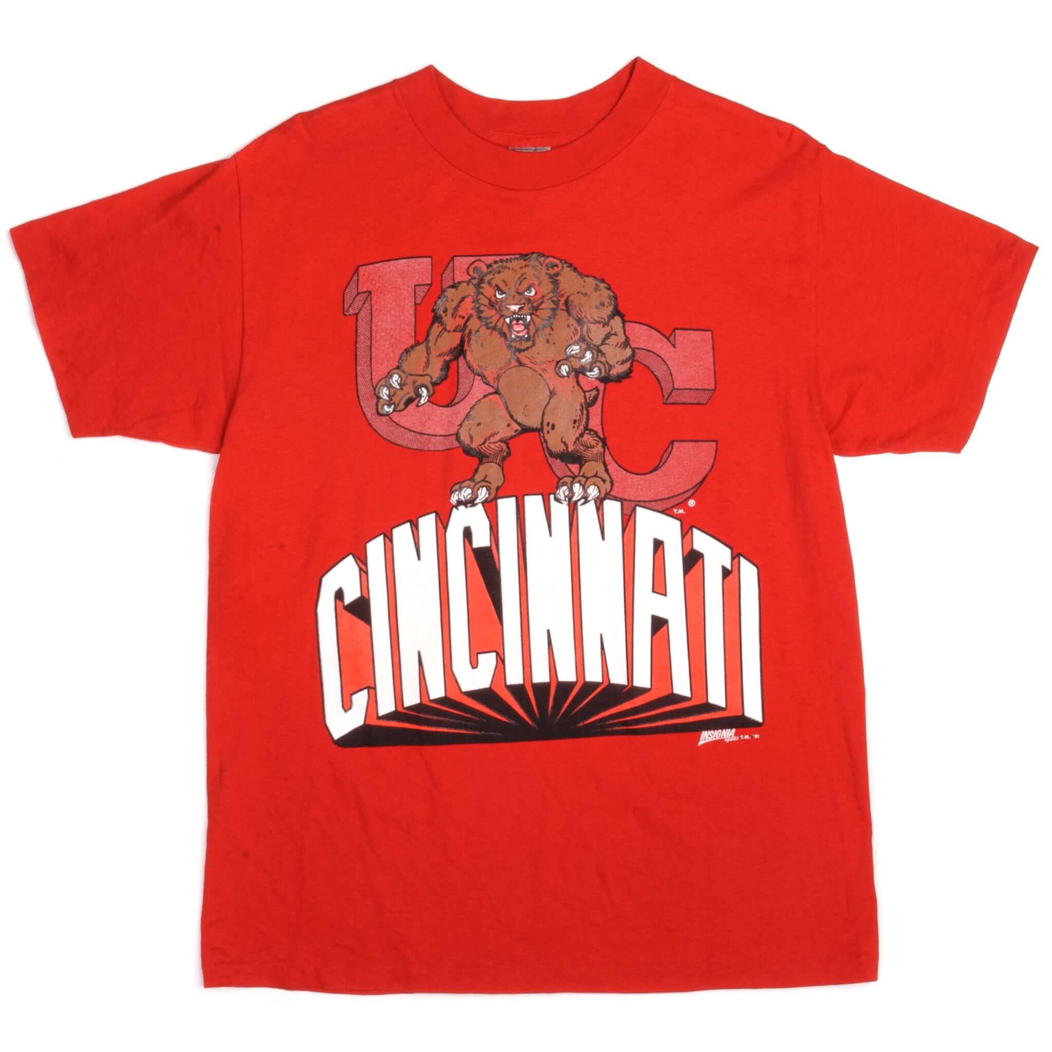 Vintage UC Cincinnati Bearcats Delta Tee Shirt 1991 Size Medium Made In USA With Single Stitch Sleeves.
