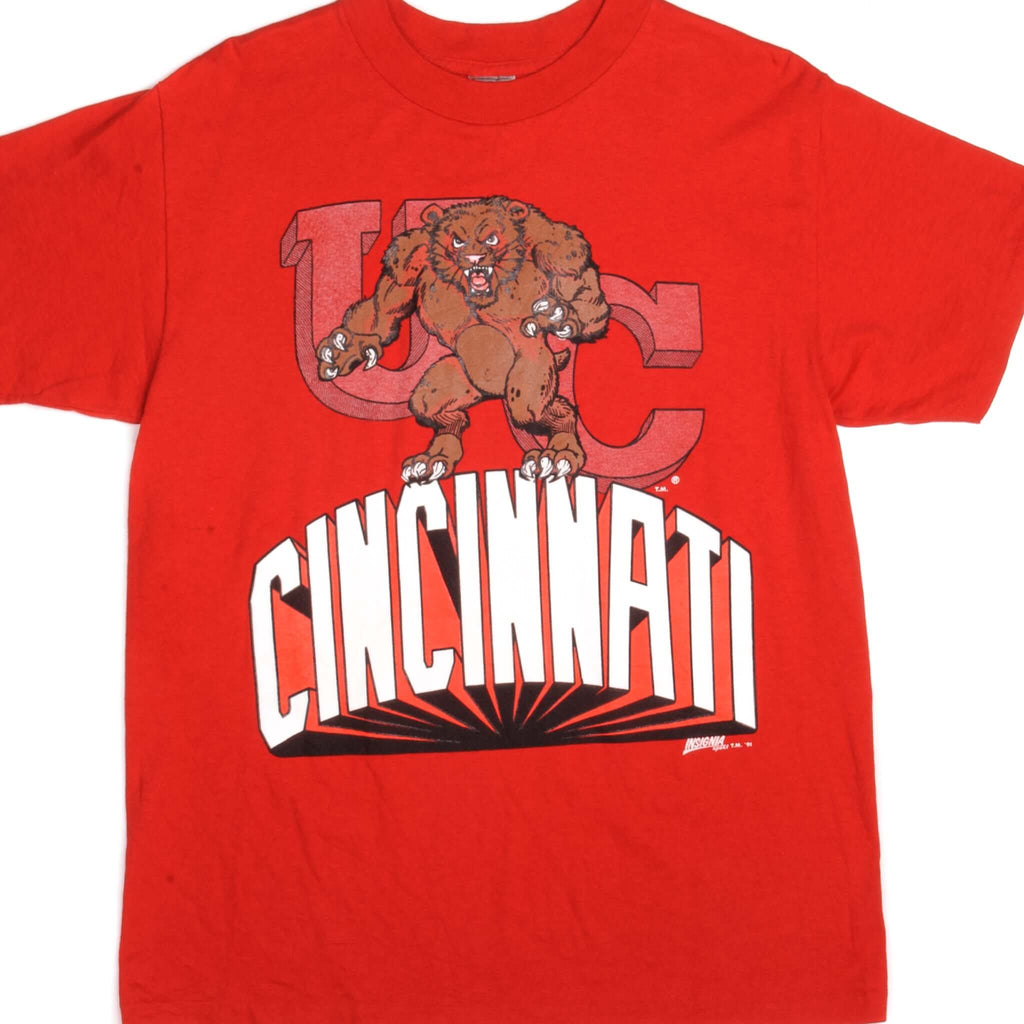 Vintage UC Cincinnati Bearcats Delta Tee Shirt 1991 Size Medium Made In USA With Single Stitch Sleeves.