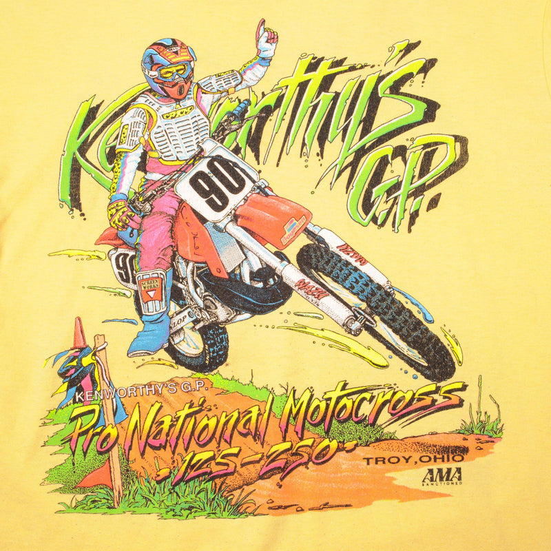 VINTAGE MOTOCROSS AMA TEE SHIRT KENWORTHY'S GPEarly 1990s SIZE LARGE MADE IN USA