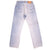 Beautiful Indigo Levis 501 Jeans Made in USA with a light blue wash and a nice contrast of light blue and very light blue.  Size on Tag 28X36  ACTUAL SIZE 27X29  Back Button #555