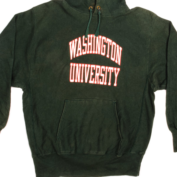 Vintage Champion Reverse Weave Washington University Hoodie Sweatshirt 1990-Mid 1990s Size Large Made In USA.