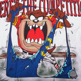 Vintage Warner Bros Looney Tunes Taz Where's The Competition Tee Shirt 1997 Size XLarge With Single Stitch Sleeves. Made In USA.   
