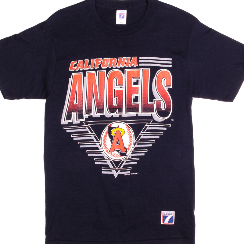 Vintage MLB California Angels Logo 7 Tee Shirt 1991 Size Small Made In USA With Single Stitch Sleeves.
