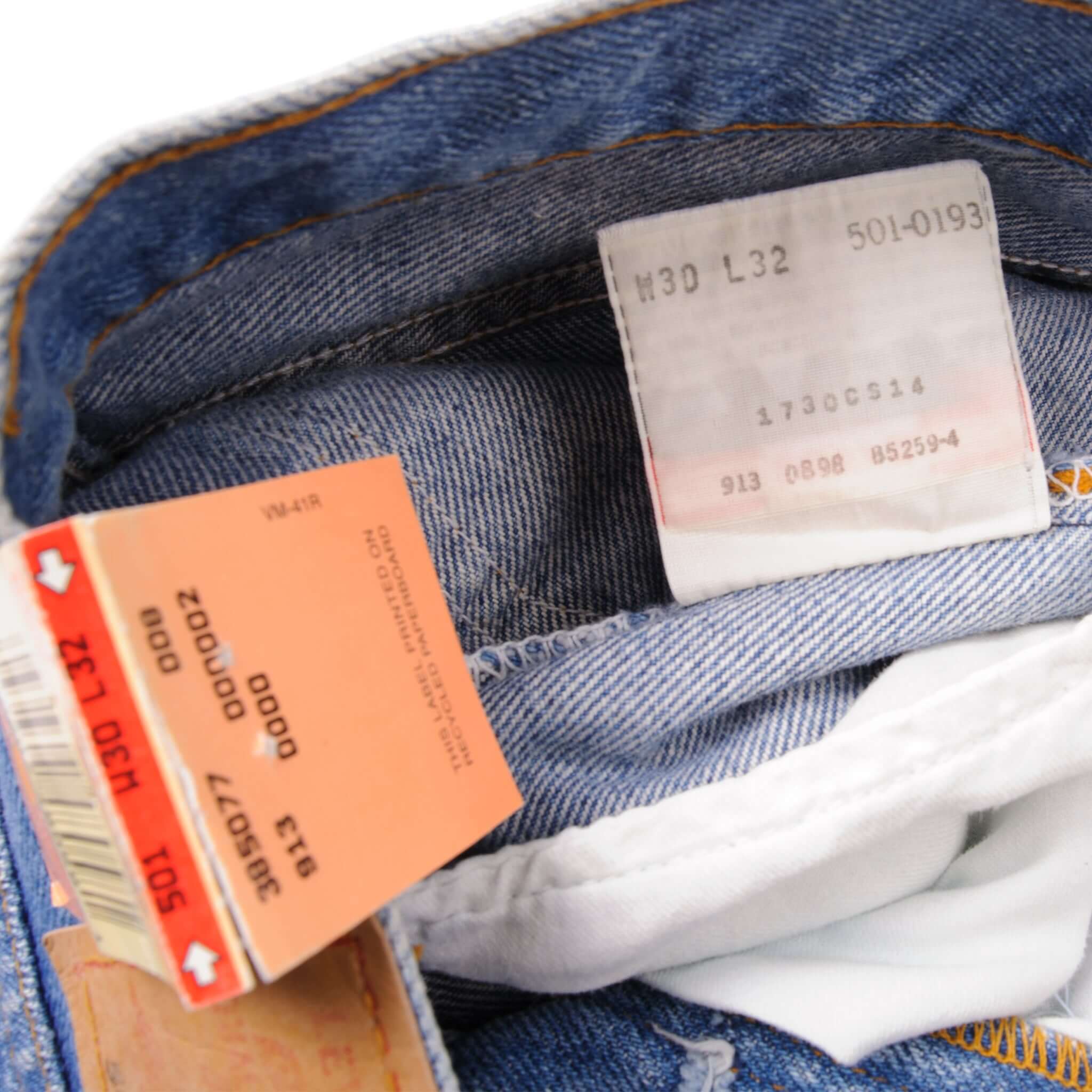 Beautiful Indigo Levis 501 Jeans 1990's Made in USA.  Size on Tag 30X32  Back Button #913