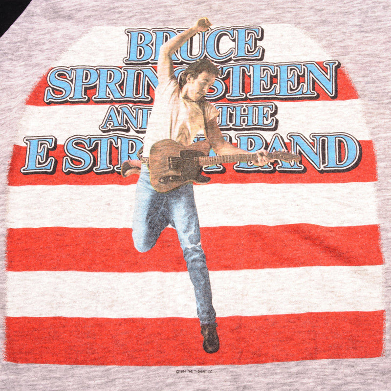 VINTAGE BRUCE SPRINGSTEEN AND THE E STREET BAND TOUR RAGLAN TEE SHIRT 1984 SIZE LARGE MADE IN USA