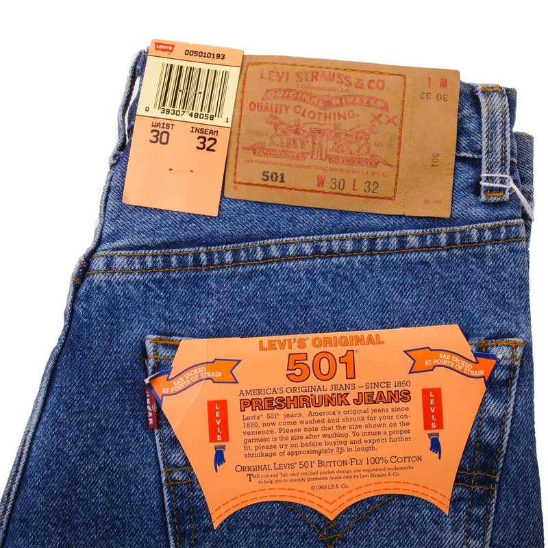 Beautiful Blue Levis 501 Jeans 1993   Size on Tag 30X32  Back Button #913