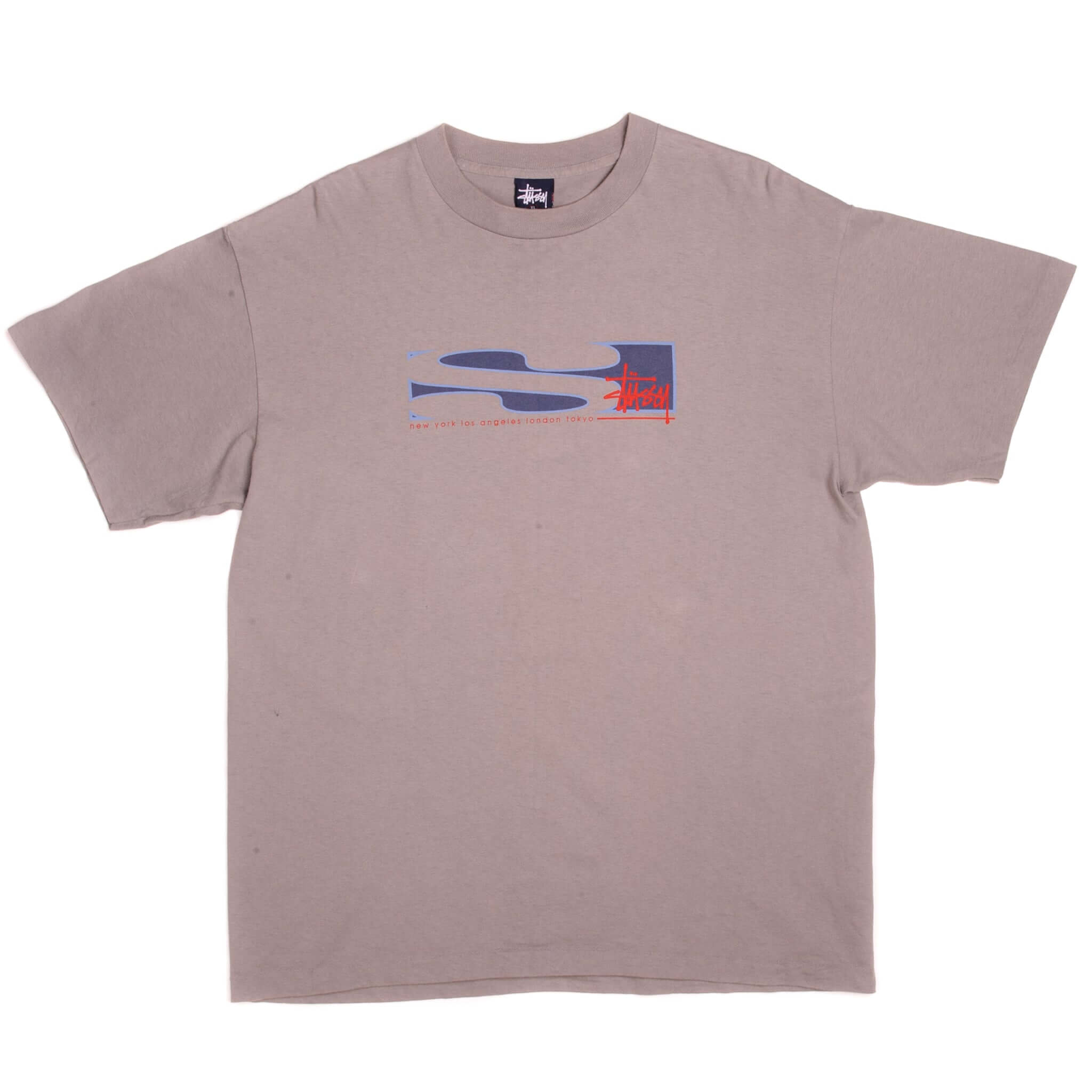 Vintage Stussy Tee Shirt Size Large Made In USA with single stitch sleeves.