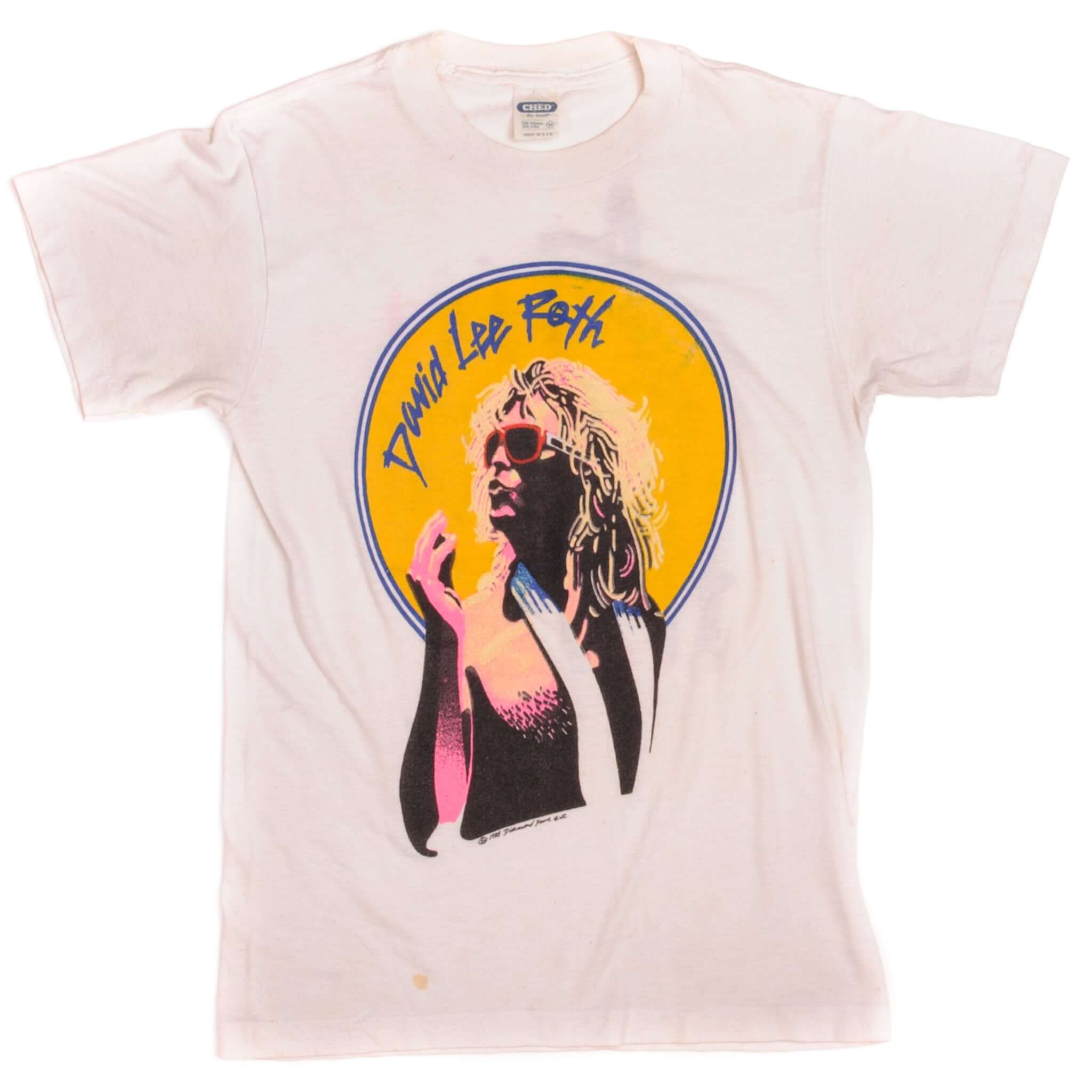 Vintage David Lee Roth Crazy from the Heat'85 CHED by Anvil Tee Shirt 1985 Size Small Made In USA with single stitch sleeves.