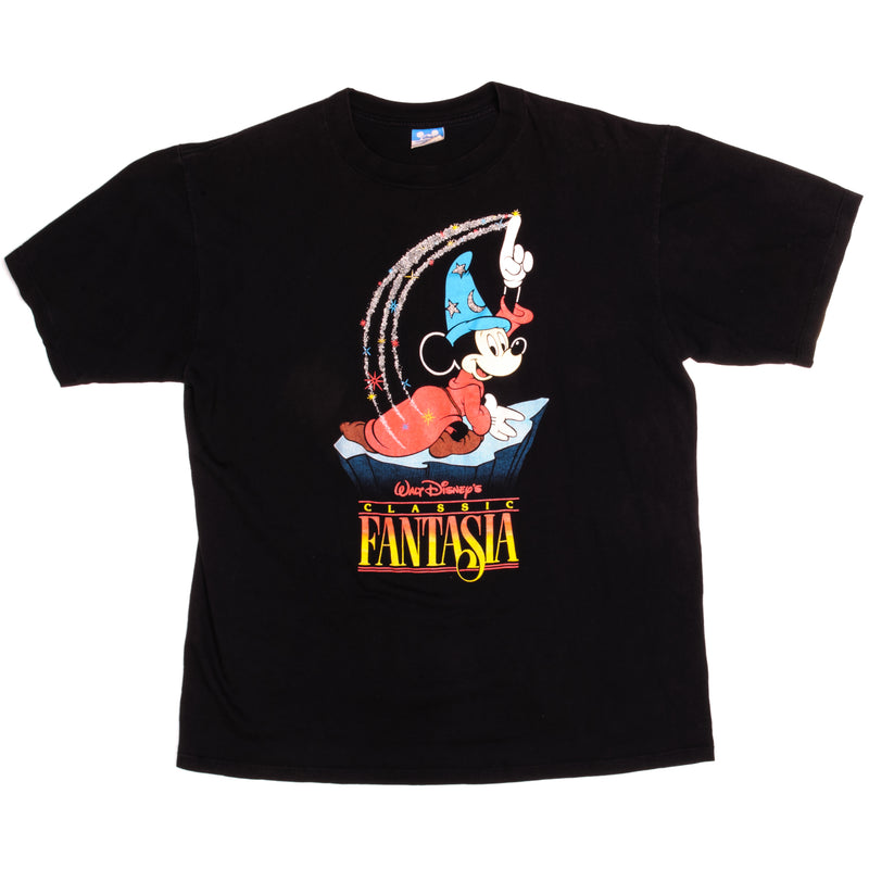 Vintage Disney Fantasia With Mickey Mouse As The Sorcerer Tee Shirt 1990's Size Large Made In USA.