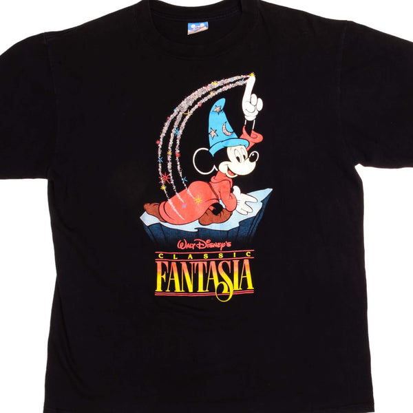 Vintage Disney Fantasia With Mickey Mouse As The Sorcerer Tee Shirt 1990's Size Large Made In USA.