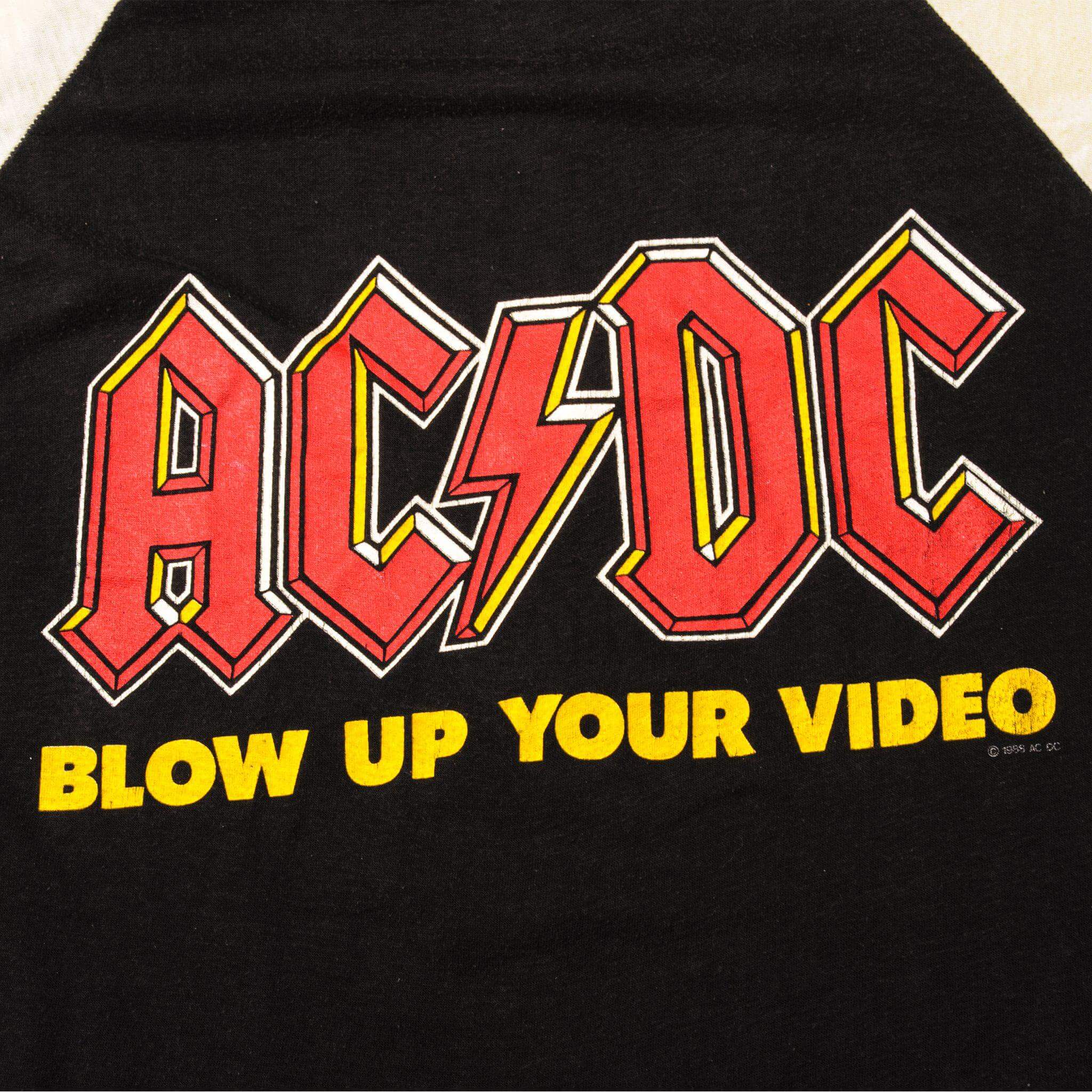 VINTAGE ACDC RAGLAN TEE SHIRT 1988 SIZE MEDIUM MADE IN USA