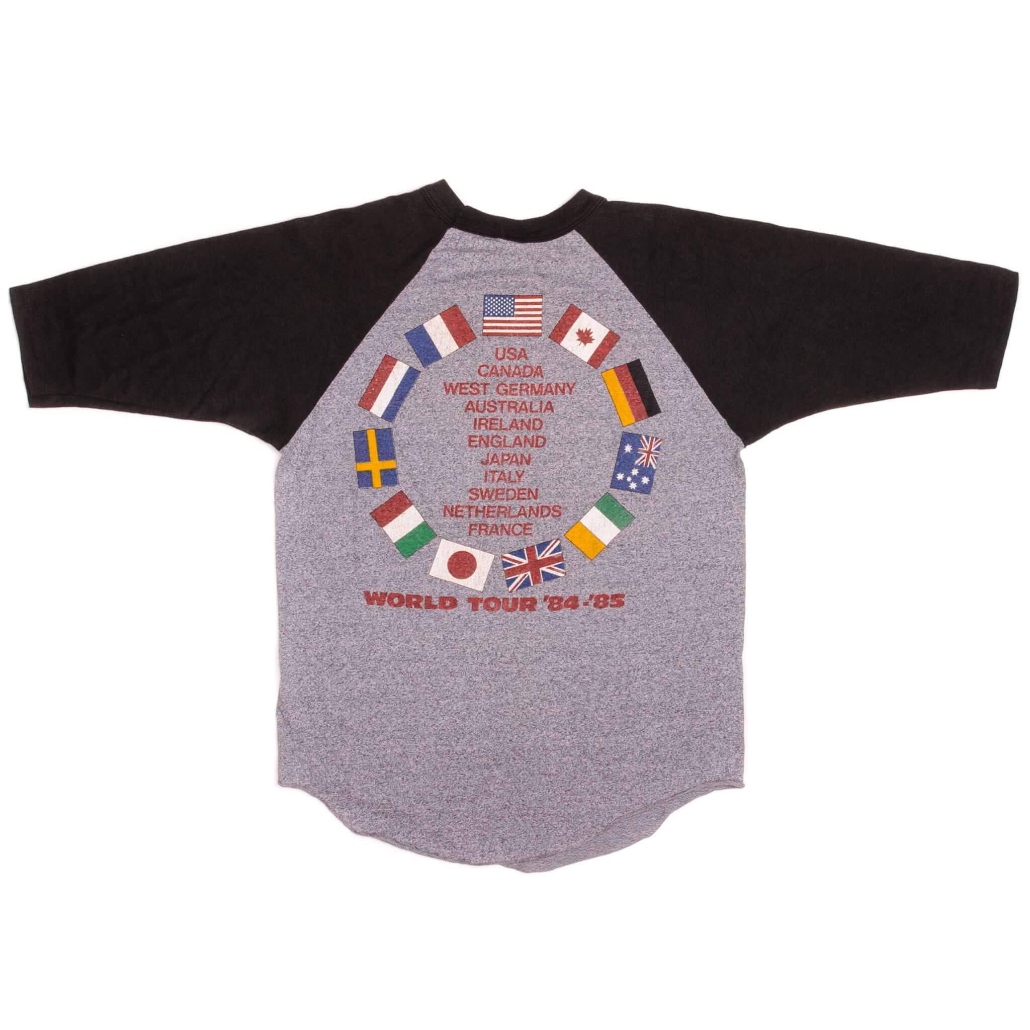 Vintage Bruce Springsteen And The E Street Band World Tour '84/85 Signal Raglan Tee Shirt 1984 Size Large Made In USA with single stitch sleeves.