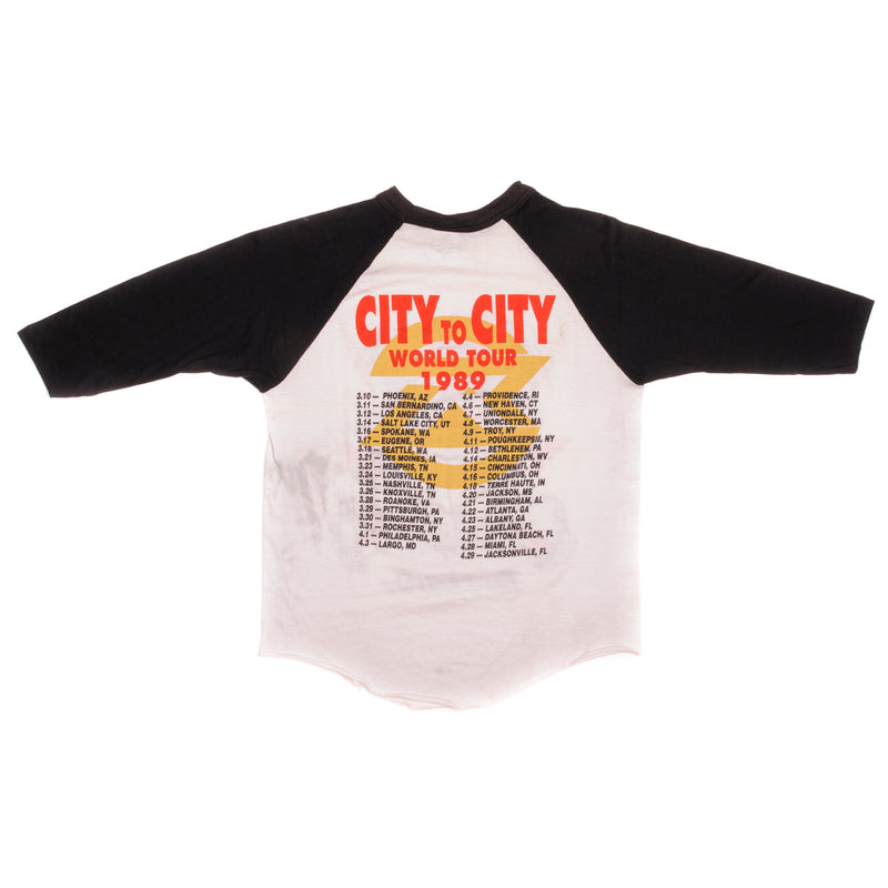 Vintage RATT Reach For The Sky City To City World Tour Signal Raglan Tee Shirt 1989 Size Medium Made In USA with single stitch sleeves.
