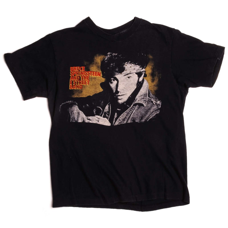 Vintage Bruce Springsteen And The E Street Band Hanes Tee Shirt 1985 Size Small Made In USA with single stitch sleeves.
