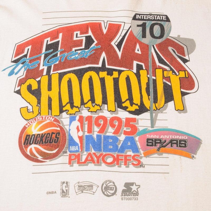 VINTAGE NBA ROCKETS SPURS PLAYOFFS TEE SHIRT 1995 MEDIUM MADE USA