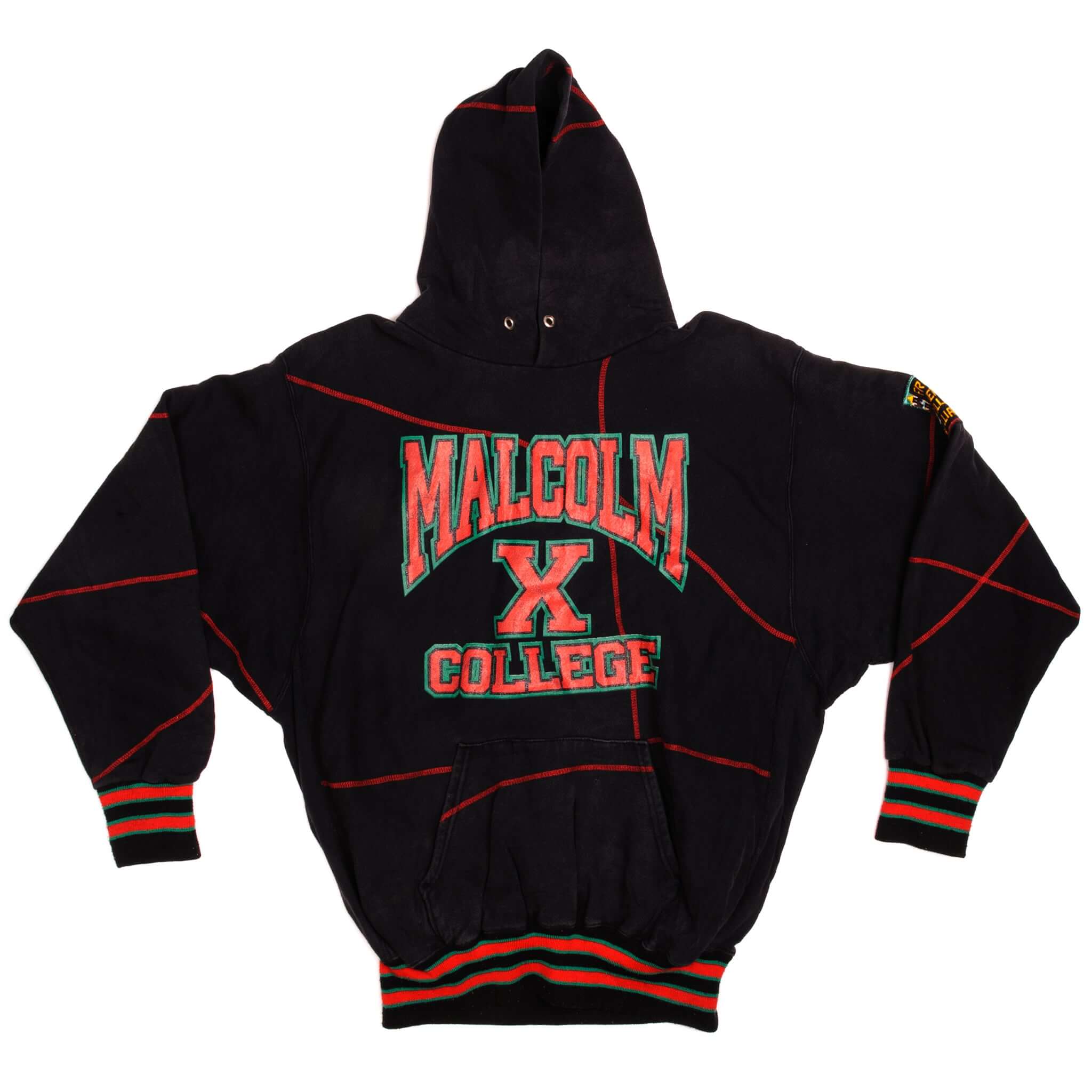 Vintage African American College Alliance Malcom X College Hoodie Sweatshirt Size XXLarge Made in USA.