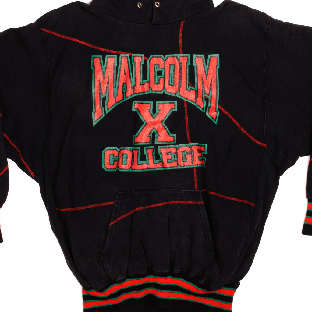Vintage African American College Alliance Malcom X College Hoodie Sweatshirt Size XXLarge Made in USA.
