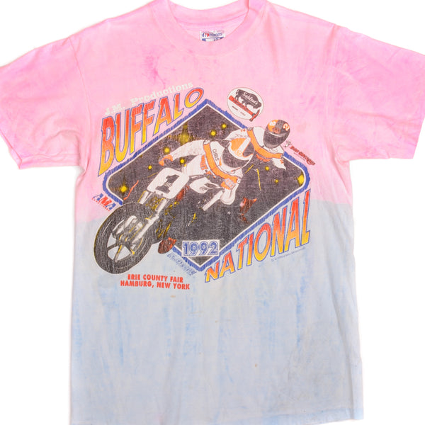 Vintage AMA Buffalo National Motocross 1/2 Mile National Championship Hanes Tee Shirt Size Small With Single Stitch Sleeves.