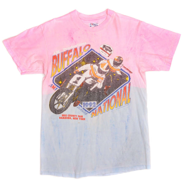 Vintage AMA Buffalo National Motocross 1/2 Mile National Championship Hanes Tee Shirt Size Small With Single Stitch Sleeves.