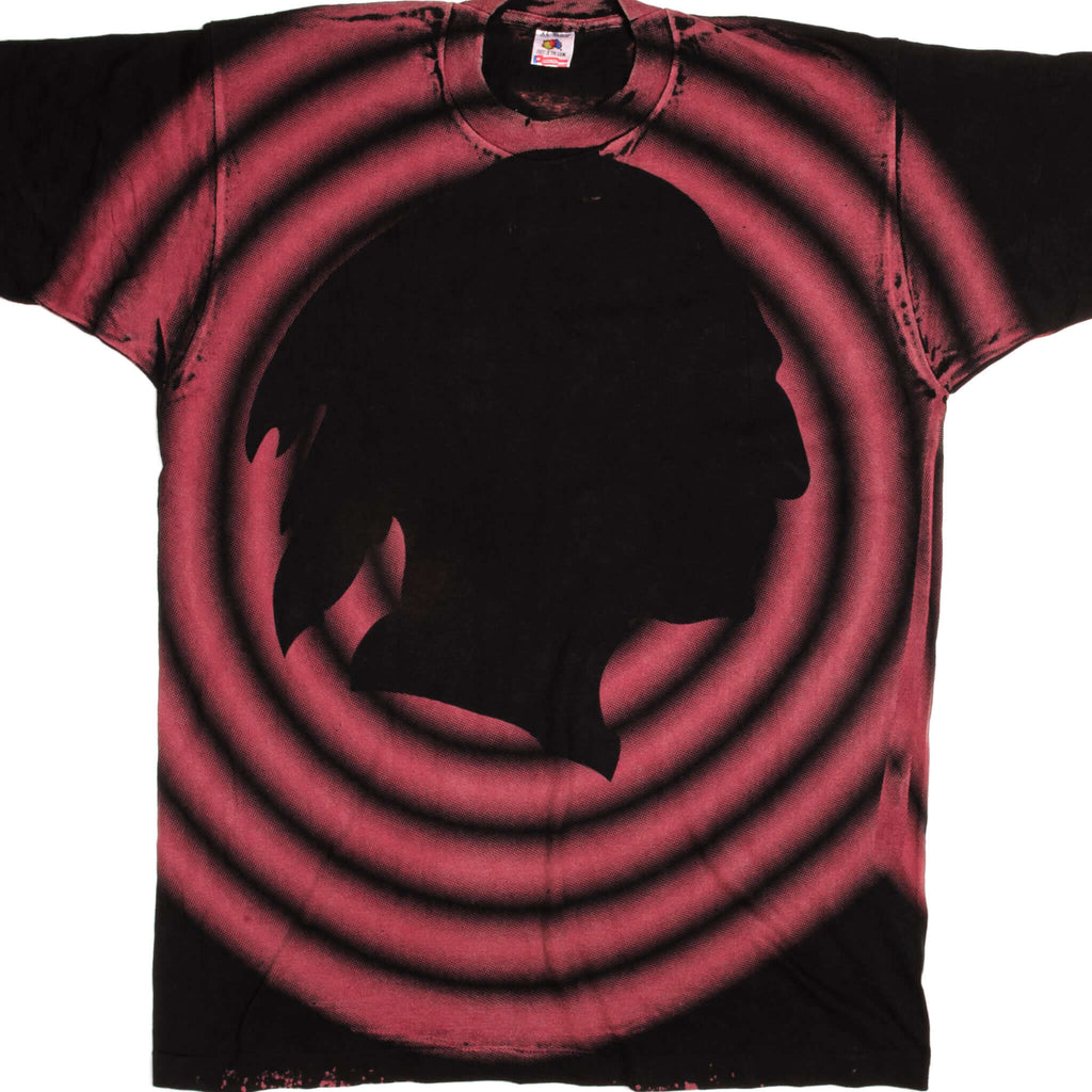 Vintage All Over Print Graphic Fruit of the Loom Tee Shirt 1990s Size XLarge With Single Stitch Sleeves.