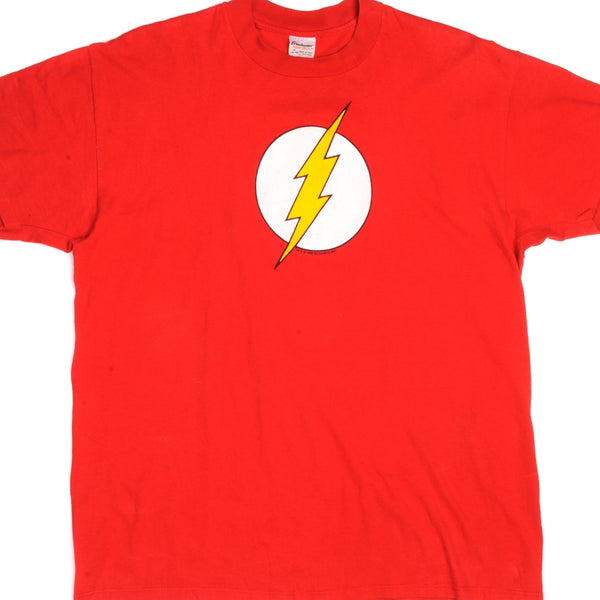Vintage The Flash DC Comics Stedman Super Hi-Cru Tee Shirt 1988 Size Large Made In USA with single stitch sleeves.
