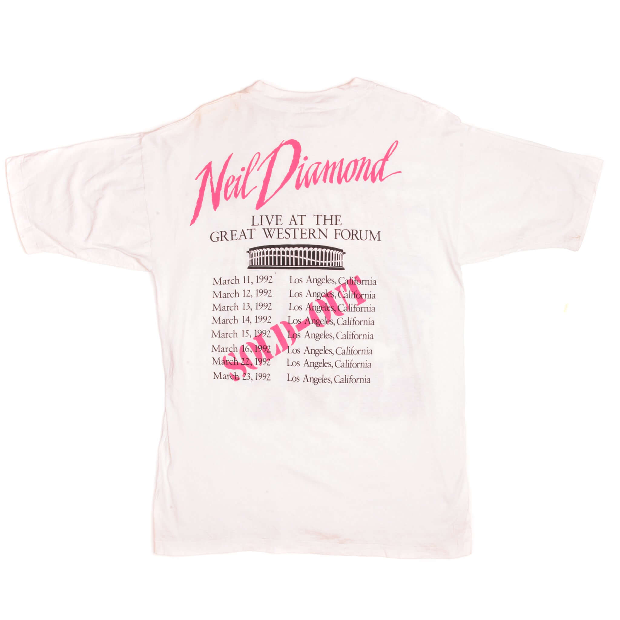 Vintage Neil Diamond In the Round 92 Live at the Great Western Forum Tee Shirt Size Large with single stitch sleeves.