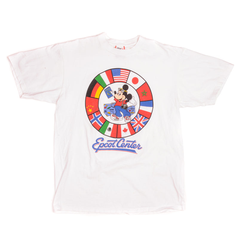 Vintage Walt Disney World Epcot Center Mickey Mouse Tee Shirt 1990s Size Medium Made in USA.