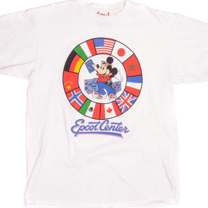 Vintage Walt Disney World Epcot Center Mickey Mouse Tee Shirt 1990s Size Medium Made in USA.