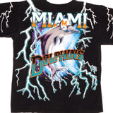 Vintage All Over Print NFL Miami Dolphins Salem Sportswear Tee Shirt 1993 Size L Made in USA With Single Stitch Sleeves.