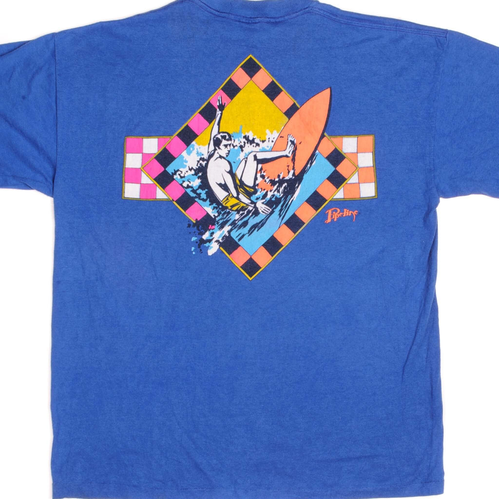 Vintage Pipeline Surf Tee Shirt Size Large Made In USA With Single Stitch Sleeves.