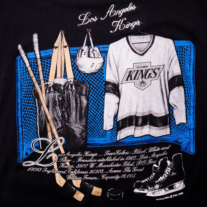 Vintage NHL Los Angeles Kings Tee Shirt 1991 Size L Made in USA with single stitch sleeves.