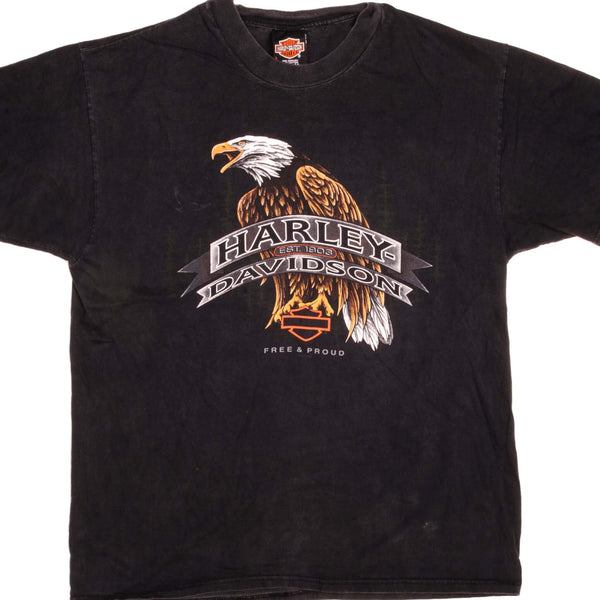 Vintage Harley Davidson Free & Proud Milwaukee Wisconsin Hanes Tee Shirt 1998 Size Large Made in USA.